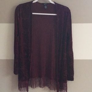 Burgundy Crushed Velvet Kimono